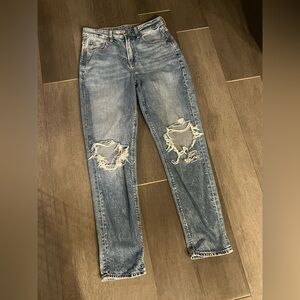 American Eagle Outfitters Ripped Blue Mom Jeans